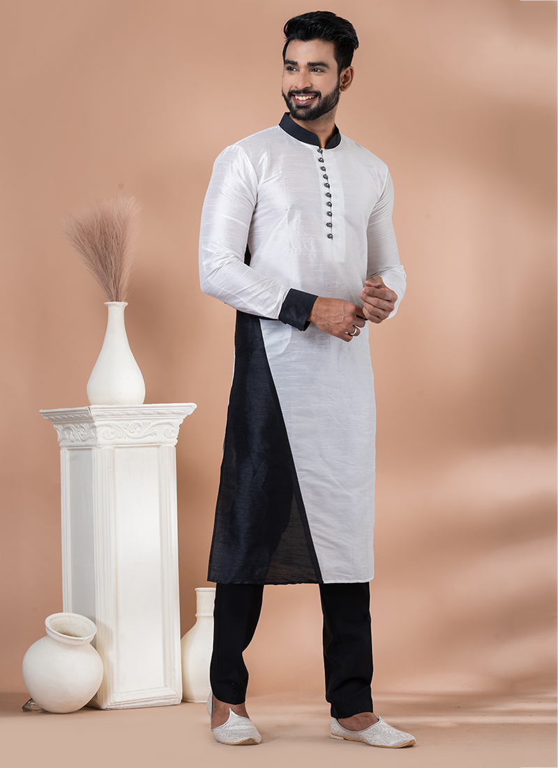 Kurta pajama white and black sale